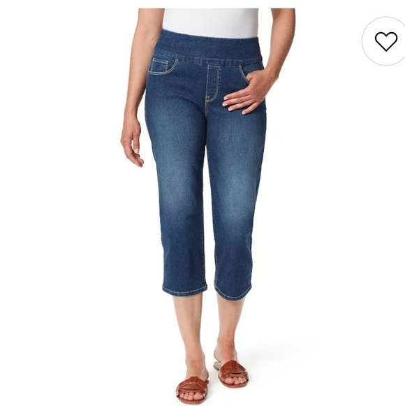 Gloria Vanderbilt Amanda Pull On Capris Womens Size 18 Dark Wash - Picture 1 of 12